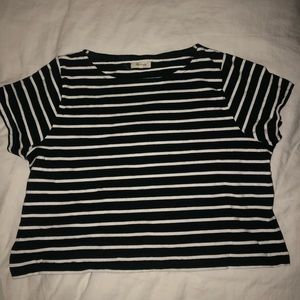 madewell boxy black and white striped tee